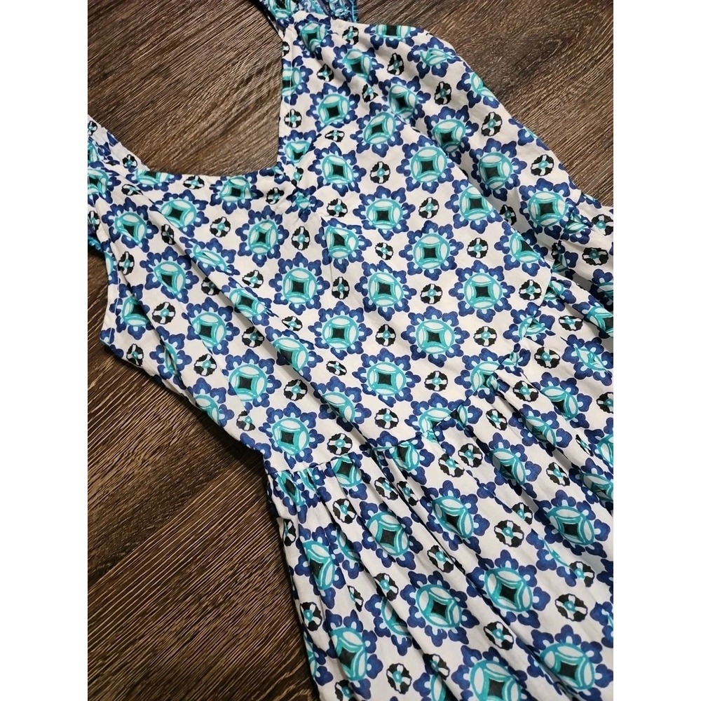 Lucky‎ Brand Women's Cotton Printed Blue & Black V-neck Sleeveless Maxi Dress - Picture 3 of 9